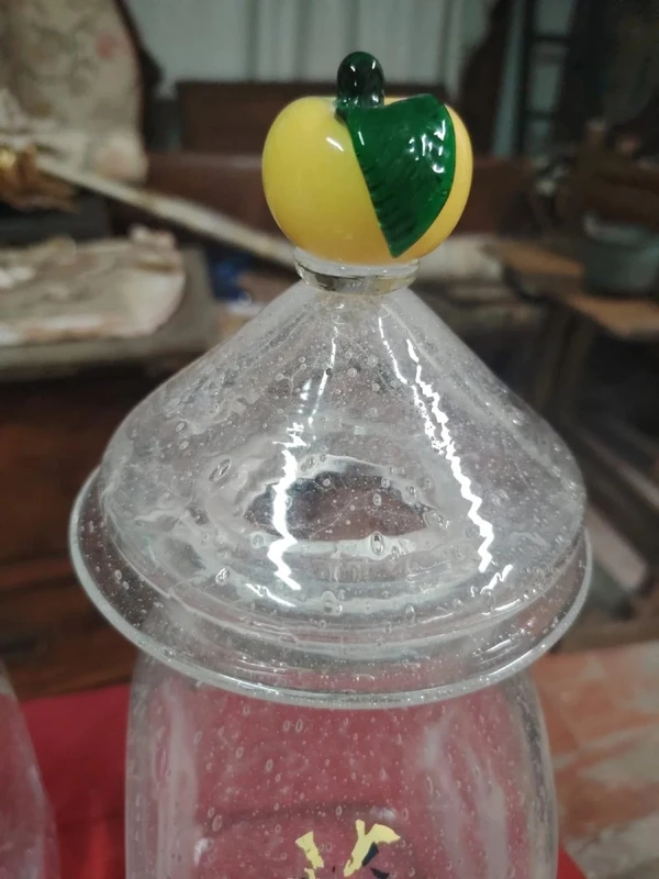 Tre Vasi farmacia antichi n vetro soffiato Dipinti Primi '900 Murano. H.35 CM
