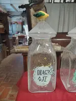 Tre Vasi farmacia antichi n vetro soffiato Dipinti Primi '900 Murano. H.35 CM