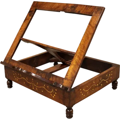 Antique Charles X tabletop music stand in inlaid walnut, 19th century