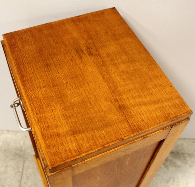 Antique oak filing cabinet with sliding doors