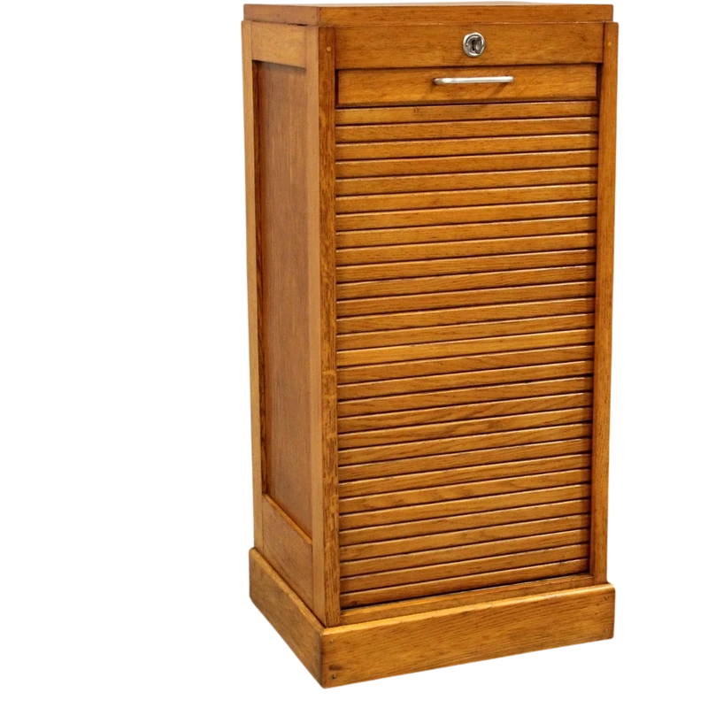 Antique oak filing cabinet with sliding doors