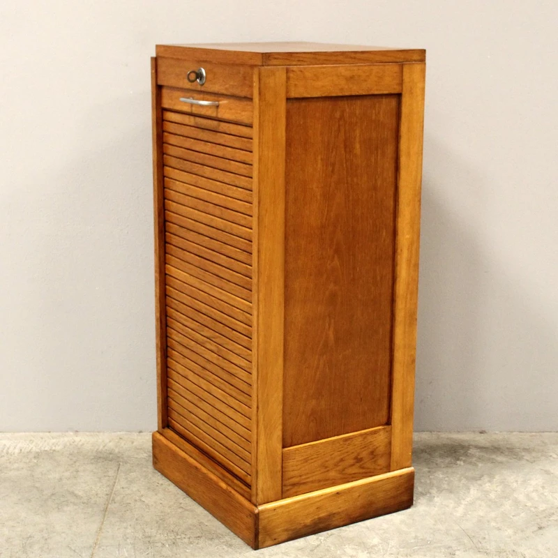 Antique oak filing cabinet with sliding doors