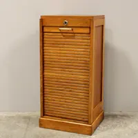 Antique oak filing cabinet with sliding doors