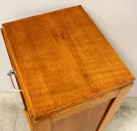 Antique oak filing cabinet with sliding doors