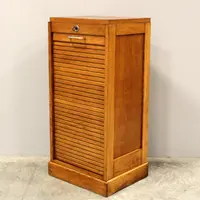 Antique oak filing cabinet with sliding doors