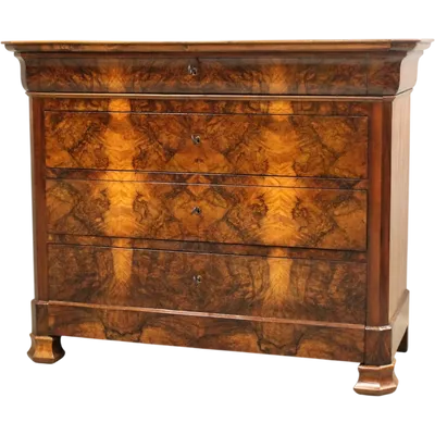 Commode « Cappuccino » de style Louis-Philippe en noyer, XIXe siècle