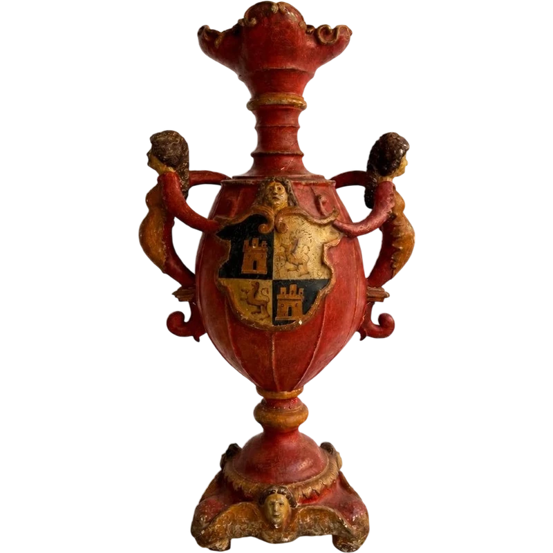 Porte-bougie baroque en bois et plâtre laqué et peint – XVIIe siècle. Espagne