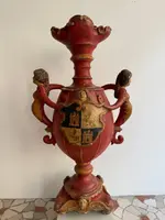 Porte-bougie baroque en bois et plâtre laqué et peint – XVIIe siècle. Espagne