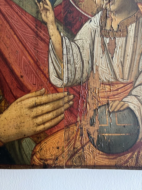 Huile sur panneau, Vierge de Kazan avec l'Enfant Sauveur du Monde - Veneto Cretese, XVIIe siècle