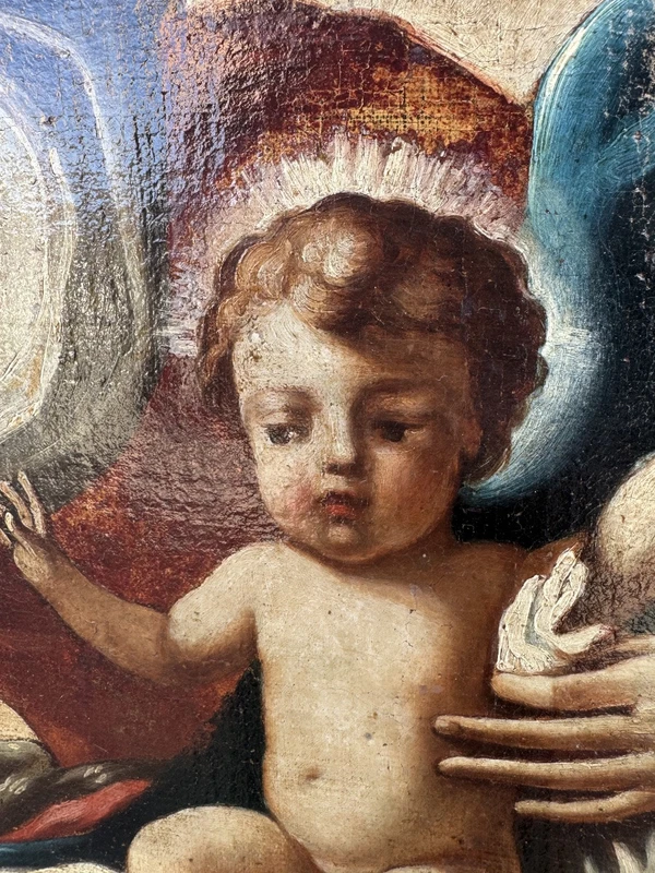 Presentazione del rosario a San Domenico da parte della Madonna, dipinto olio su tela, XVIII