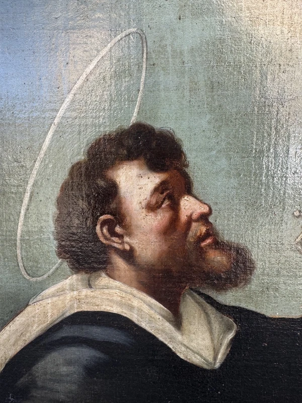 Presentazione del rosario a San Domenico da parte della Madonna, dipinto olio su tela, XVIII
