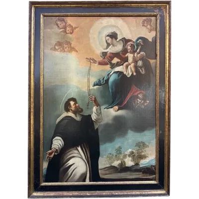 The Presentation of the Rosary to Saint Dominic by the Virgin Mary, oil on canvas, 18th century