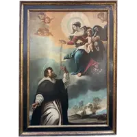 Presentazione del rosario a San Domenico da parte della Madonna, dipinto olio su tela, XVIII