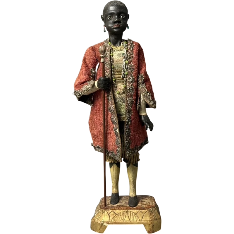 Rare mannequin en bois représentant un majordome noir – XVIIIe siècle – Venise