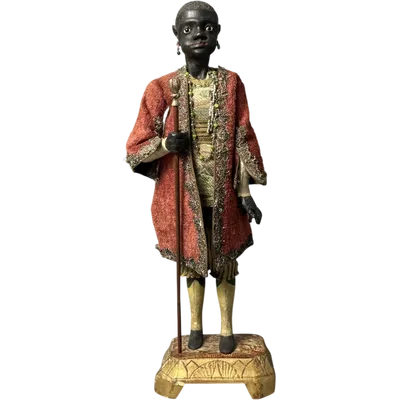 Raro manichino in legno raffigurante maggiordomo moro - XVIII secolo - Venezia