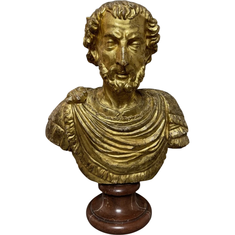 Wooden bust of the Roman Emperor Marcus Aurelius—second half of the 17th century