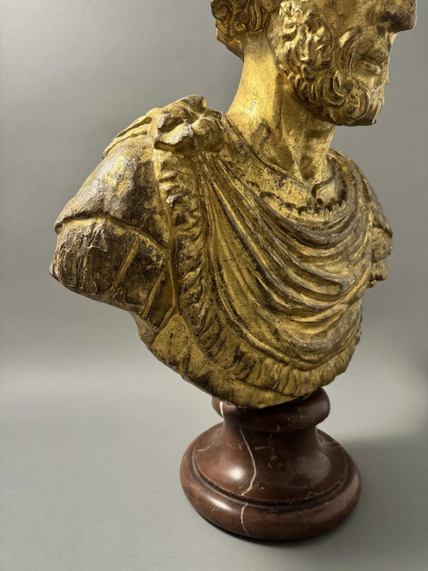 Wooden bust of the Roman Emperor Marcus Aurelius—second half of the 17th century