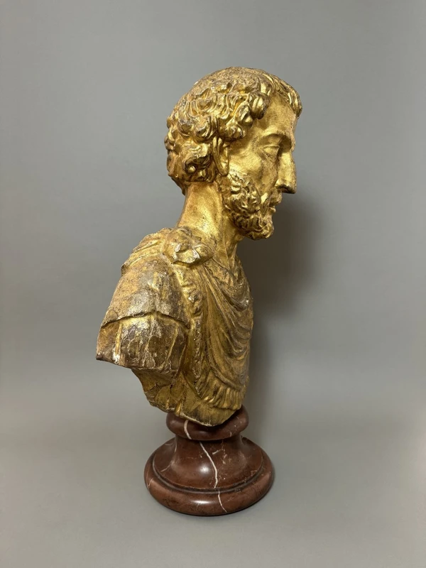 Wooden bust of the Roman Emperor Marcus Aurelius—second half of the 17th century