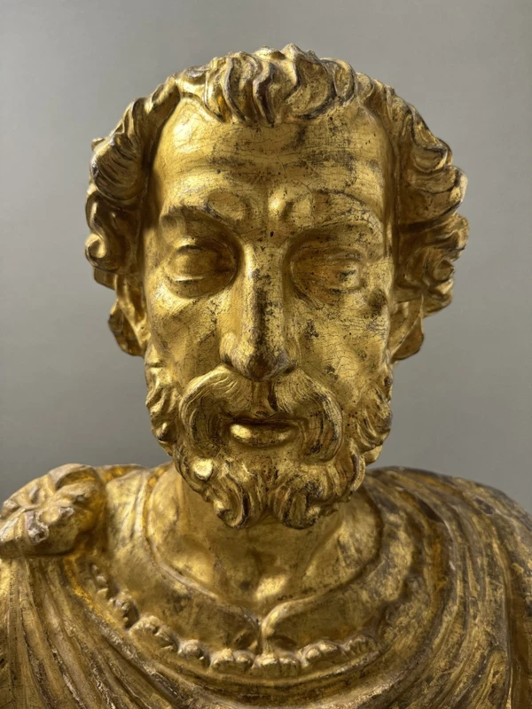 Wooden bust of the Roman Emperor Marcus Aurelius—second half of the 17th century