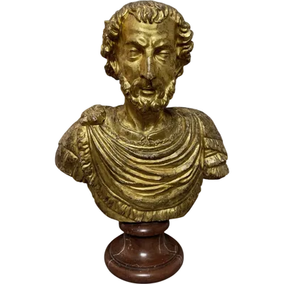 Busto ligneo dell'imperatore romano Marco Aurelio - seconda metà del XVII secolo