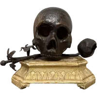 Vanitas sur socle en bois doré du XVIIe siècle - Italie