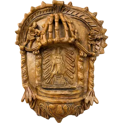 Rare Spanish-Moorish terracotta holy water font—18th century