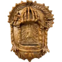 Rara acquasantiera ispano-moresca in terracotta - periodo XVIII secolo