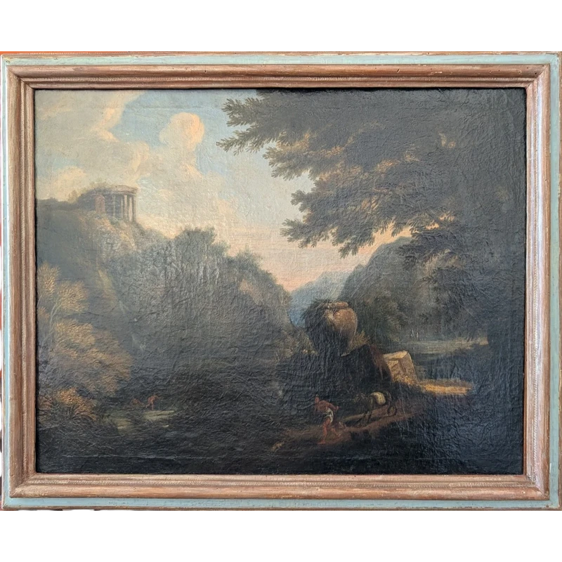 Paesaggio classico con rovine e figure