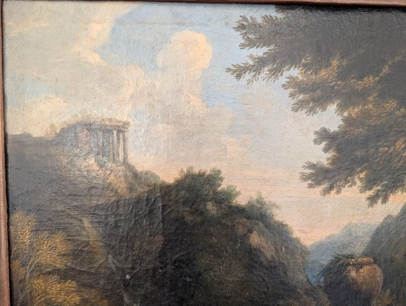 Paesaggio classico con rovine e figure