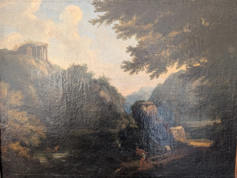 Paesaggio classico con rovine e figure