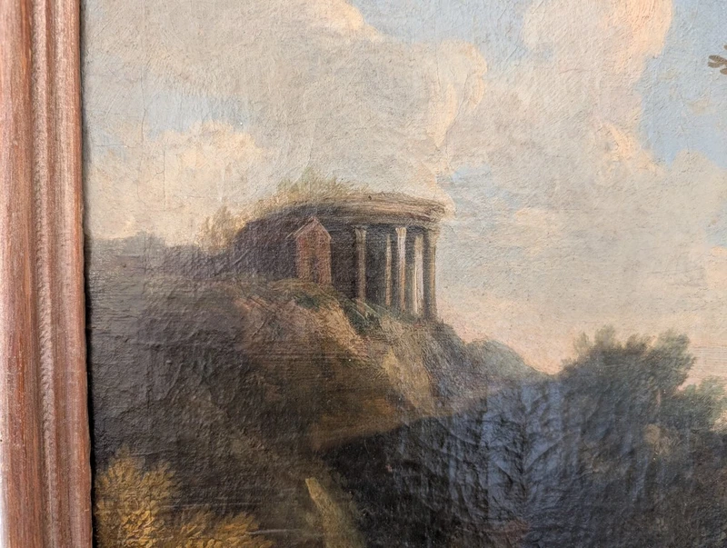 Paesaggio classico con rovine e figure