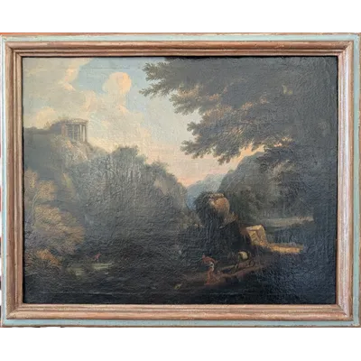 Paesaggio classico con rovine e figure