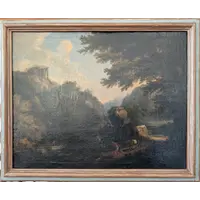 Paesaggio classico con rovine e figure