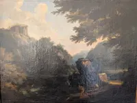 Paesaggio classico con rovine e figure