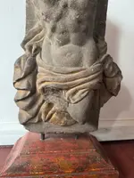 Stone fragment of Christ with traces of polychrome paint—Central Italy, 17th century.