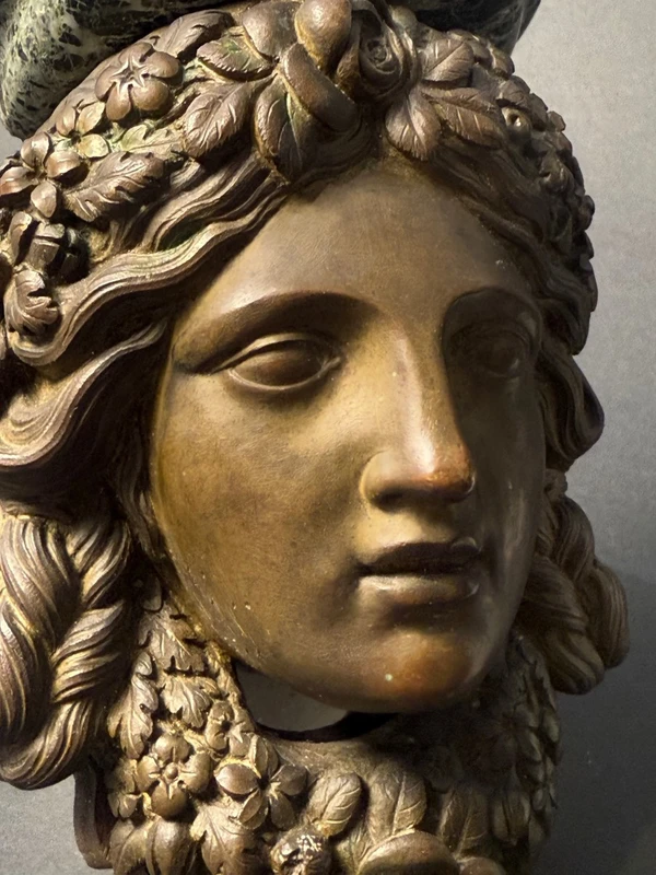 Pair of decorative shelves in bronze and Verde Alpi marble—first half of the 19th century
