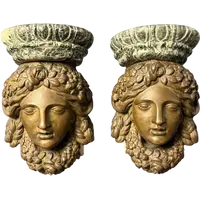 Pair of decorative shelves in bronze and Verde Alpi marble—first half of the 19th century