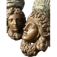Pair of decorative shelves in bronze and Verde Alpi marble—first half of the 19th century