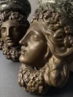 Pair of decorative shelves in bronze and Verde Alpi marble—first half of the 19th century