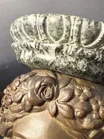 Pair of decorative shelves in bronze and Verde Alpi marble—first half of the 19th century