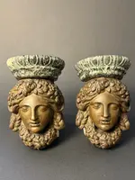 Pair of decorative shelves in bronze and Verde Alpi marble—first half of the 19th century