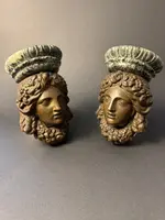 Pair of decorative shelves in bronze and Verde Alpi marble—first half of the 19th century
