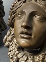 Pair of decorative shelves in bronze and Verde Alpi marble—first half of the 19th century