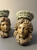 Pair of decorative shelves in bronze and Verde Alpi marble—first half of the 19th century