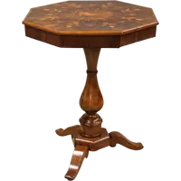 Ancienne table basse Charles X en noyer marqueté, XIXe siècle