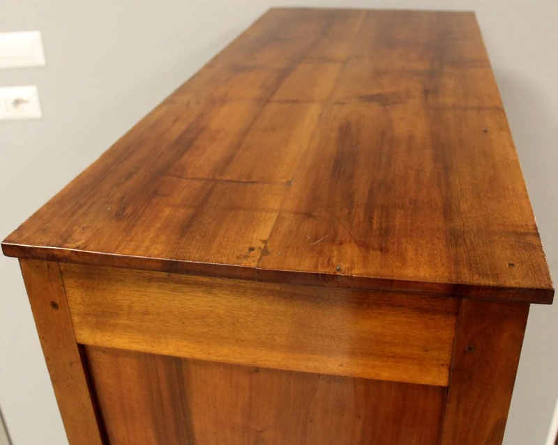 Ancienne commode-vitrine de style Empire en noyer, XIXe siècle