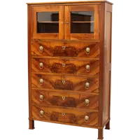 Ancienne commode-vitrine de style Empire en noyer, XIXe siècle