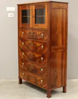 Ancienne commode-vitrine de style Empire en noyer, XIXe siècle