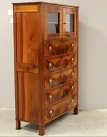 Ancienne commode-vitrine de style Empire en noyer, XIXe siècle