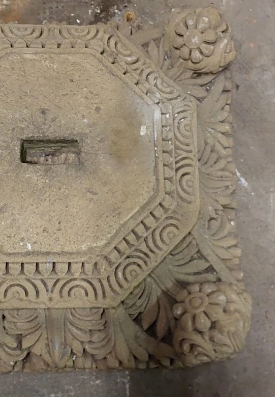 Antique stone capital decorated with plant and floral motifs, 19th century